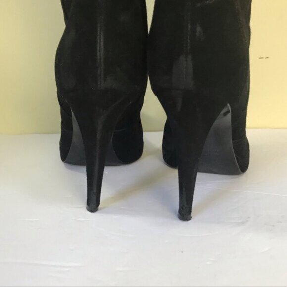 Sergio Rossi Over Knee Suede Chain Trim Tall Boots Leather Heel Platform Brown 8 - Picture 9 of 16